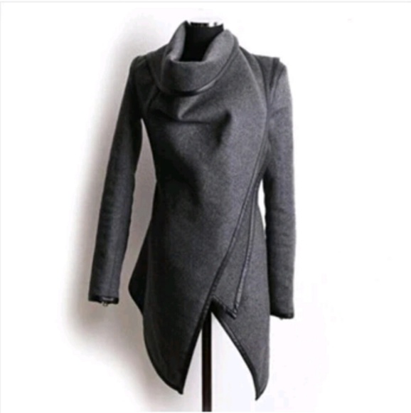 Jackets & Blazers - ❌SOLD Charcoal Gray Coat Jacket Faux Leather